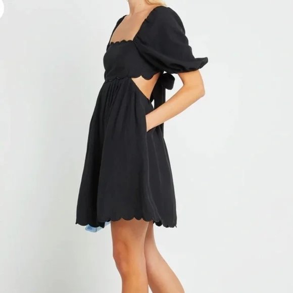 O.P.T. Black April Dress Scalloped Open Back Mini Dress L - Picture 3 of 16